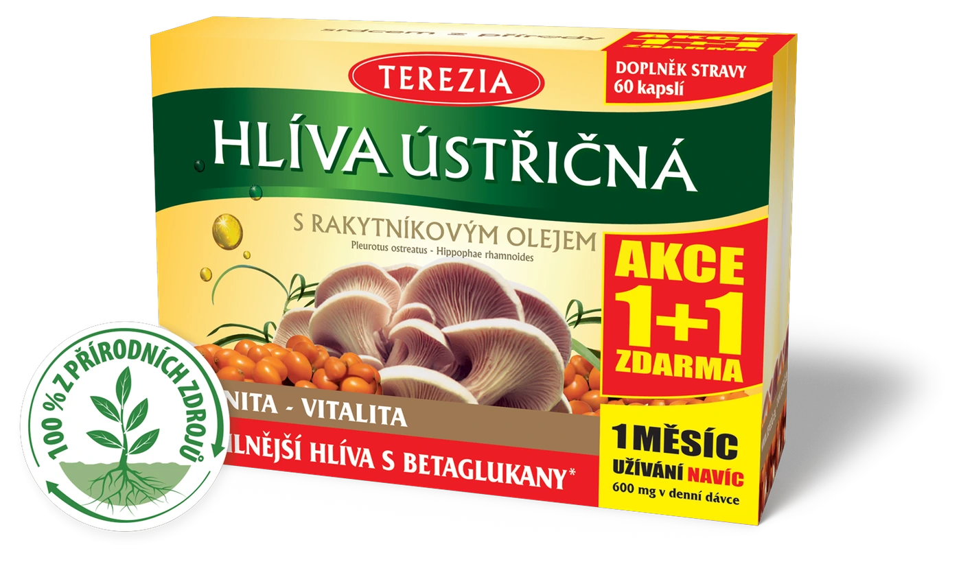 Balení TEREZIA Hlíva ústřičná s rakytníkovým olejem, 60 plus 60 kapslí