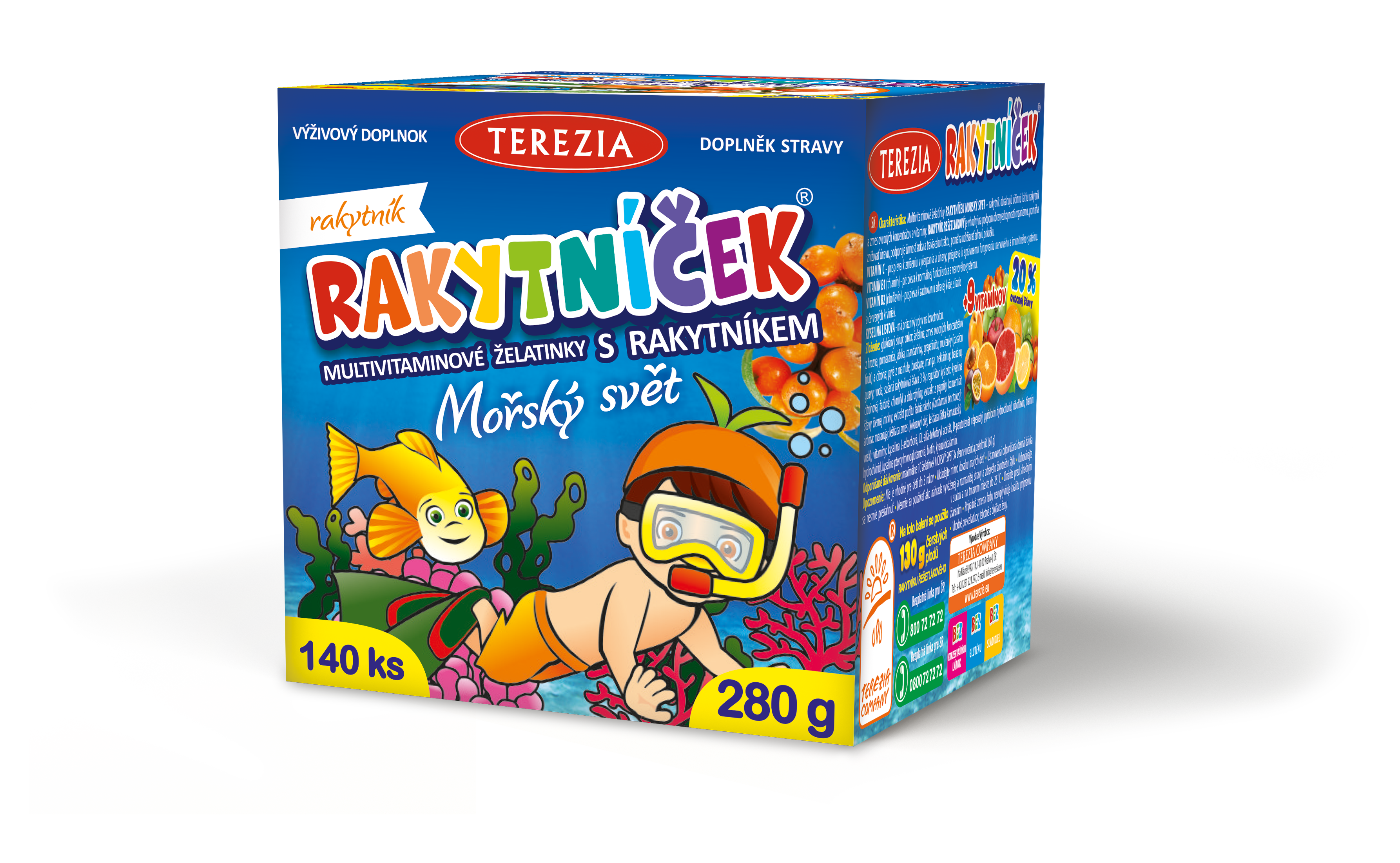 Balení TEREZIA RAKYTNÍČEK multivitaminové želatinky s&nbsp;rakytníkem Mořský svět
