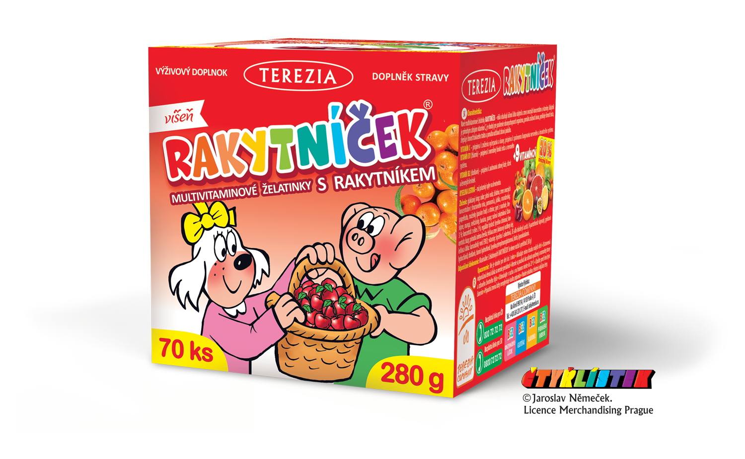 Balení TEREZIA RAKYTNÍČEK multivitaminové želatinky s&nbsp;rakytníkem Višeň