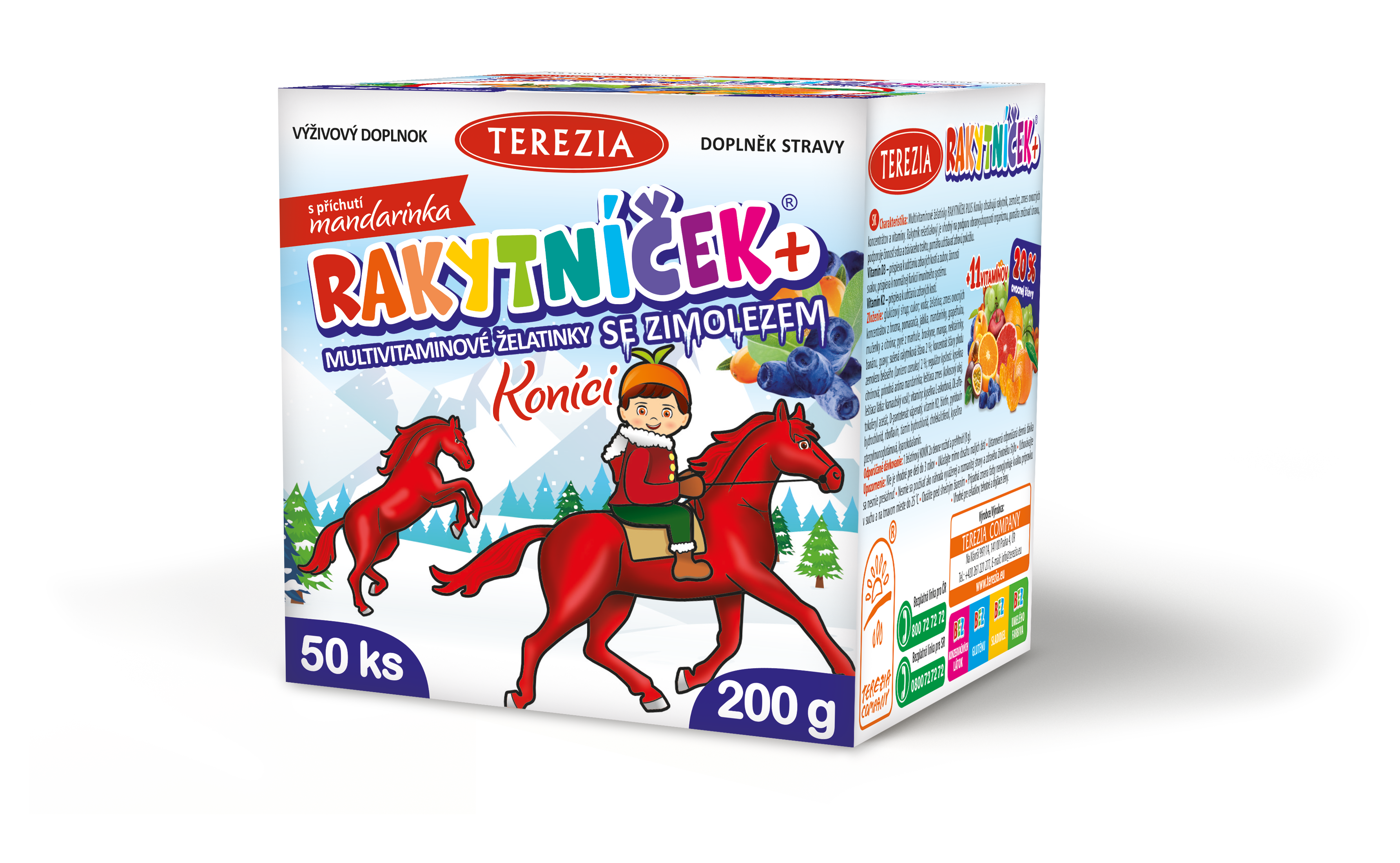 Balení TEREZIA RAKYTNÍČEK+ multivitaminové želatinky se zimolezem Koníci